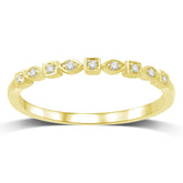 Diamond 1/20 Ct.Tw. Marquse and Square Shape Stackable Band in 14K Yellow Gold